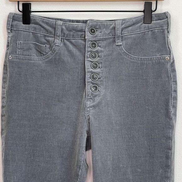 Pilcro Anthropologie High Rise Skinny Pants - 29 - Fine Corduroy Button Up Gray - Picture 16 of 16